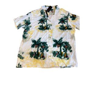 Distortion Hawaiian Camp Shirt Palm Trees 100% Viscose Size 2XL NWT